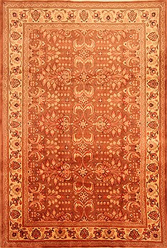 Persian sarouk Brown Rectangle 7x10 ft Wool Carpet 28670