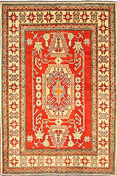 Pakistani Kazak Orange Rectangle 4x6 ft Wool Carpet 28690