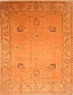 Romania Oushak Orange Rectangle 8x11 ft Wool Carpet 28712