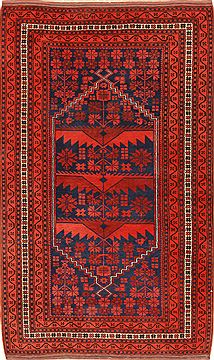 Turkish Turkman Blue Rectangle 4x6 ft Wool Carpet 28740