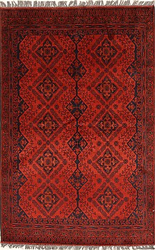 Afghan Kunduz Blue Rectangle 5x7 ft Wool Carpet 28744