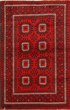 Afghan Khan Mohammadi Blue Rectangle 4x6 ft Wool Carpet 28749