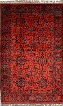 Afghan Khan Mohammadi Blue Rectangle 4x6 ft Wool Carpet 28750