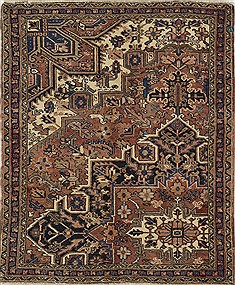 Heriz Brown Square Hand Knotted 4'7" X 5'5"  Area Rug 500-28760