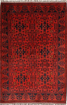 Afghan Khan Mohammadi Blue Rectangle 4x6 ft Wool Carpet 28761