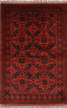 Afghan Khan Mohammadi Blue Rectangle 4x6 ft Wool Carpet 28762