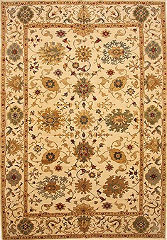 Egyptian Chobi Beige Rectangle 10x14 ft Wool Carpet 28833