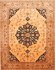 Romania Tabriz Beige Rectangle 9x12 ft Wool Carpet 28842