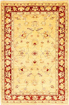 Pakistani Pishavar Beige Rectangle 3x4 ft Wool Carpet 28988