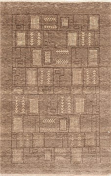 Indian Gabbeh Grey Rectangle 2x4 ft Wool Carpet 29015