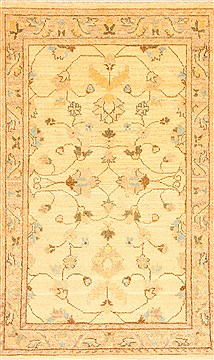 Pakistani Pishavar Beige Rectangle 3x4 ft Wool Carpet 29016