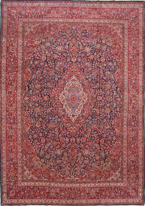 Kashan Red Hand Knotted 103 X 146 Area Rug 254-29141 Image 0