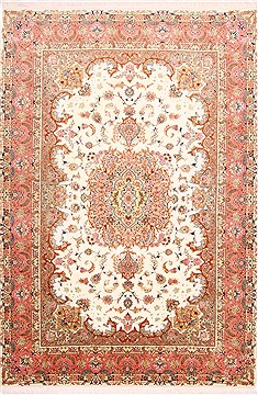 Persian Tabriz Purple Rectangle 7x10 ft Wool Carpet 29154