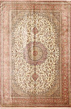 Qum Purple Hand Knotted 6'5" X 9'9"  Area Rug 254-29156