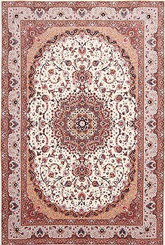 Persian Tabriz Beige Rectangle 7x10 ft Wool Carpet 29160