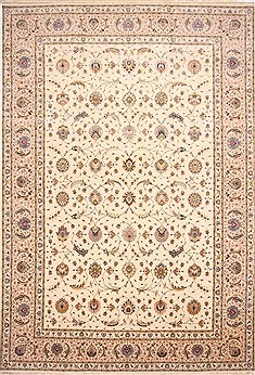Persian Tabriz Beige Rectangle 12x18 ft Wool Carpet 29173