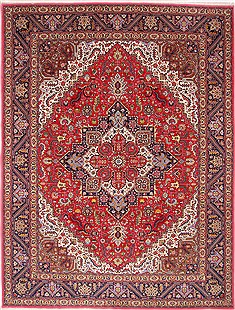 Persian Tabriz Blue Rectangle 10x13 ft Wool Carpet 29181