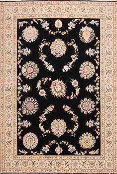Persian Tabriz Beige Rectangle 8x11 ft Wool Carpet 29221