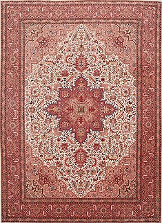Persian Tabriz Beige Rectangle 8x11 ft Wool Carpet 29248