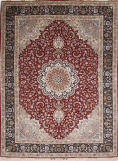 Persian Tabriz Green Rectangle 10x13 ft Wool Carpet 29370