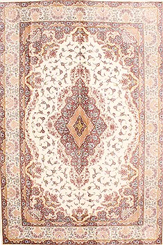 Persian Tabriz Beige Rectangle 5x8 ft silk Carpet 29515