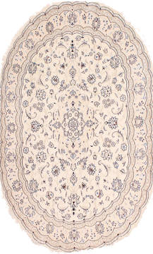 Persian Nain Blue Oval 5x8 ft Wool Carpet 29533