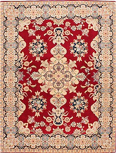 Persian Tabriz Beige Rectangle 5x7 ft Wool Carpet 29536