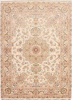 Persian Tabriz Beige Rectangle 5x7 ft Wool Carpet 29554