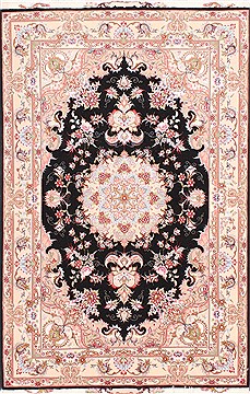 Persian Tabriz Beige Rectangle 3x5 ft Wool Carpet 29567