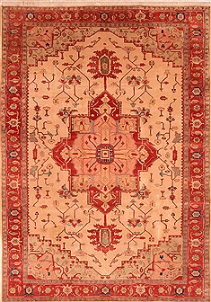 Turkish Heriz Beige Rectangle 9x13 ft Wool Carpet 29695