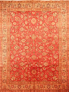 Persian Tabriz Red Rectangle 10x13 ft Wool Carpet 29713