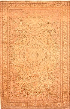 Turkish Kayseri Beige Rectangle 8x11 ft Wool Carpet 29793