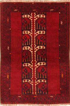 Afghan Kunduz Red Rectangle 3x5 ft Wool Carpet 29860