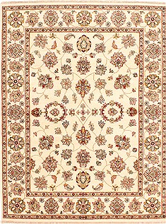 Persian Pishavar Beige Rectangle 5x7 ft Wool Carpet 29986
