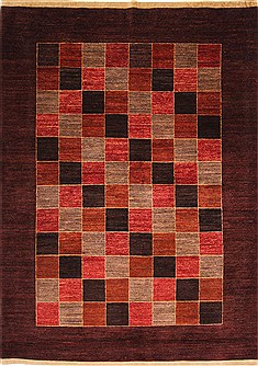 Pakistani Gabbeh Brown Rectangle 7x10 ft Wool Carpet 30047