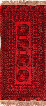 Bokhara Red Hand Knotted 3'1" X 6'6"  Area Rug 100-30133