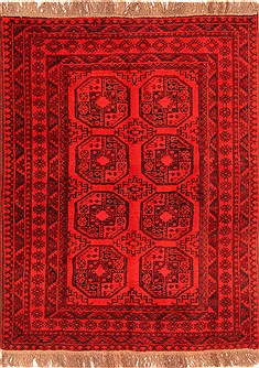 Bokhara Red Hand Knotted 5'0" X 6'6"  Area Rug 100-30189