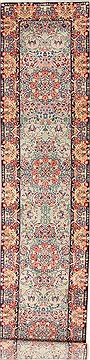 Kerman Blue Runner Hand Knotted 2'7" X 12'0"  Area Rug 255-30207