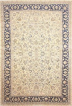 Persian Mashad Beige Rectangle 13x20 ft and Larger Wool Carpet 30229