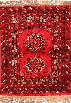 Kunduz Red Hand Knotted 3'8" X 4'9"  Area Rug 100-30244