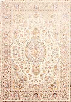 Tabriz Beige Hand Knotted 8'4" X 11'6"  Area Rug 254-30257