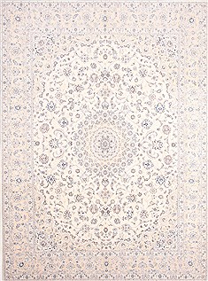 Persian Nain Blue Rectangle 10x13 ft Wool Carpet 30281