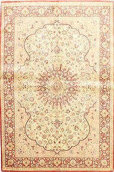 Qum Red Hand Knotted 4'5" X 6'7"  Area Rug 254-30285