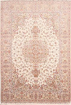 Persian Tabriz Green Rectangle 8x11 ft Wool Carpet 30331