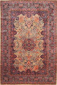 Chinese Kerman Blue Rectangle 6x9 ft Wool Carpet 30382