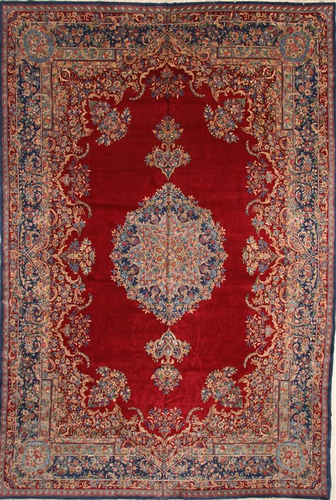 Kerman Red Hand Knotted 115 X 169 Area Rug 250-30400 Image 0