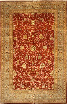 Indian Haji Jalili Beige Rectangle 13x20 ft and Larger Wool Carpet 30524