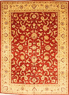 Pakistani Pishavar Red Rectangle 11x16 ft Wool Carpet 30563