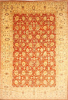 Pakistani Pishavar Orange Rectangle 12x18 ft Wool Carpet 30596
