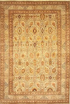 Indian Pishavar Beige Rectangle 12x18 ft Wool Carpet 30633